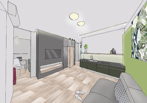 Заказать Блиц-дизайн интерьеров «от производителей» для людей строящих свой дом, квартиру в г. Сумы . Кухня-гостиная 17м2